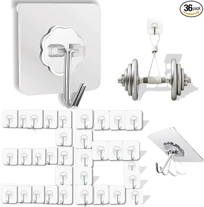DDMY 36 Pack Heavy Duty Hooks Self Adhesive Large Hooks by DDMY