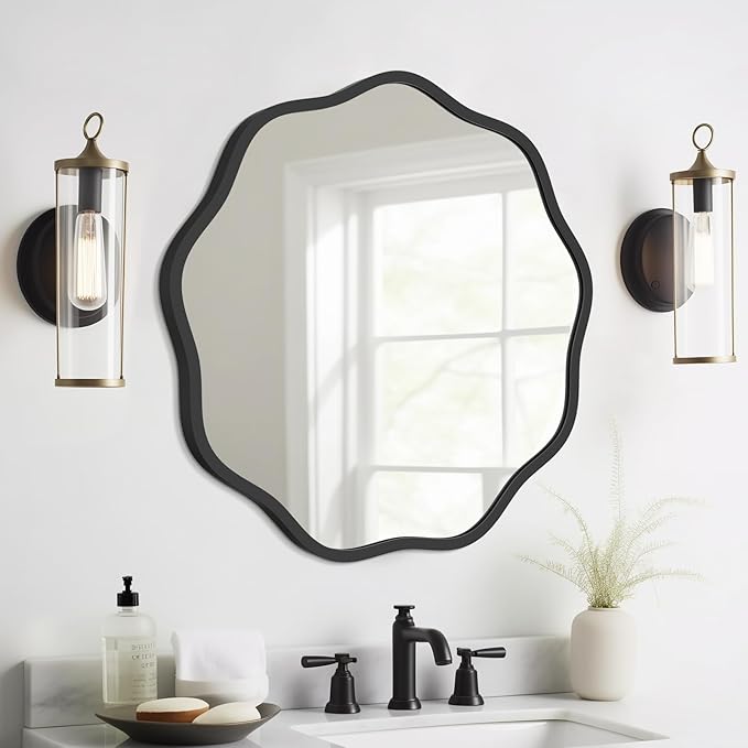 WallBeyond Round Wavy Mirror for Wall Decorative 20 inch, Modern Round Mirror by WallBeyond