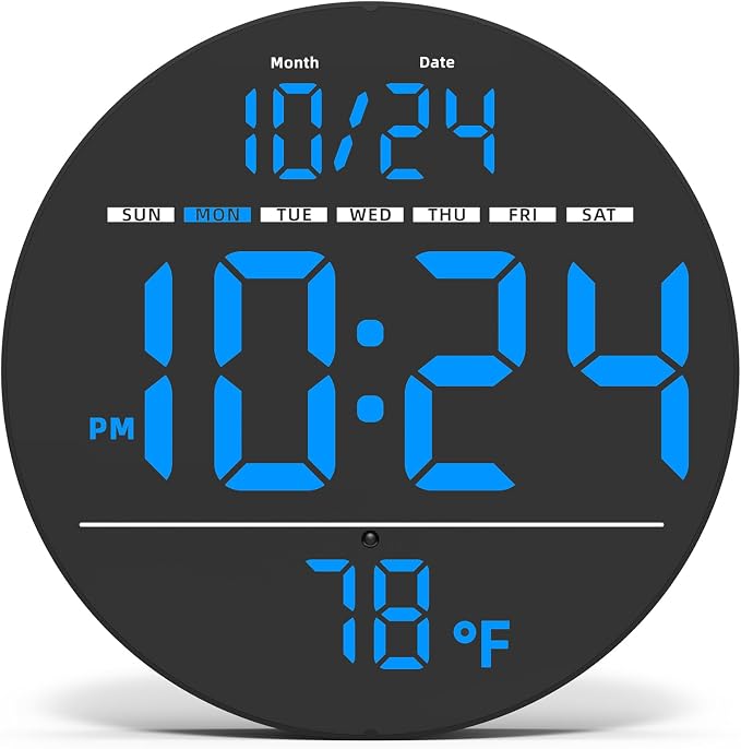 Digital Wall Clock with Large LED Display, Temperature, Auto-Brightness | Small by DigitalClocks