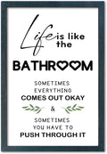 YWJKWLGS Funny Bathroom Wall Art, 11x16 Inch Black Framed Life is Like Bathroom by Unknown