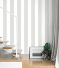 Guvana 17.7"×394" Grey and White Peel and Stick Wallpaper Striped Contact Paper by Guvana