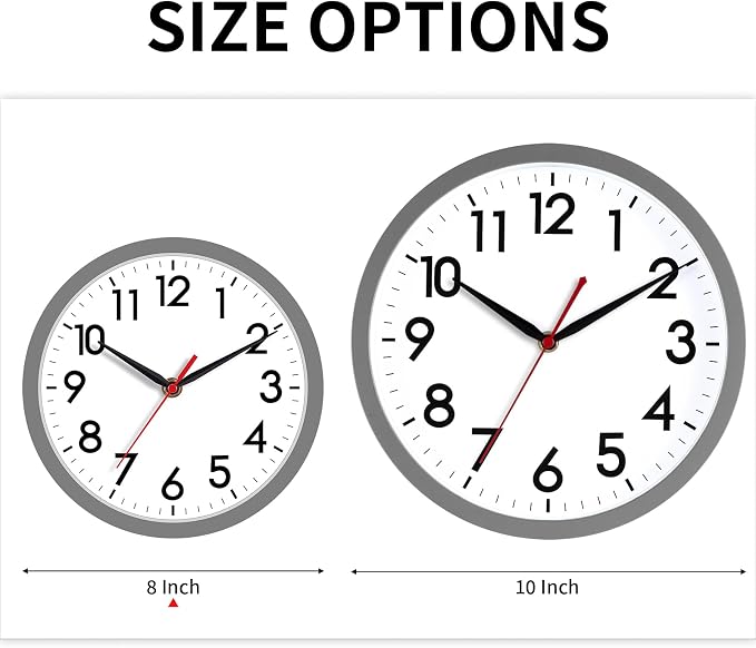AKCISOT Wall Clock 8 Inch Silent Non-Ticking Modern Clocks Battery Operated - Image 3