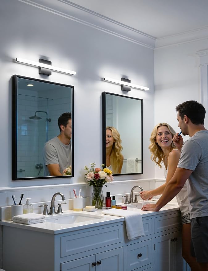 Combuh 2 Pack Bathroom Light Fixtures Black Vanity Lights Bar 24 Inch 14W - Image 7