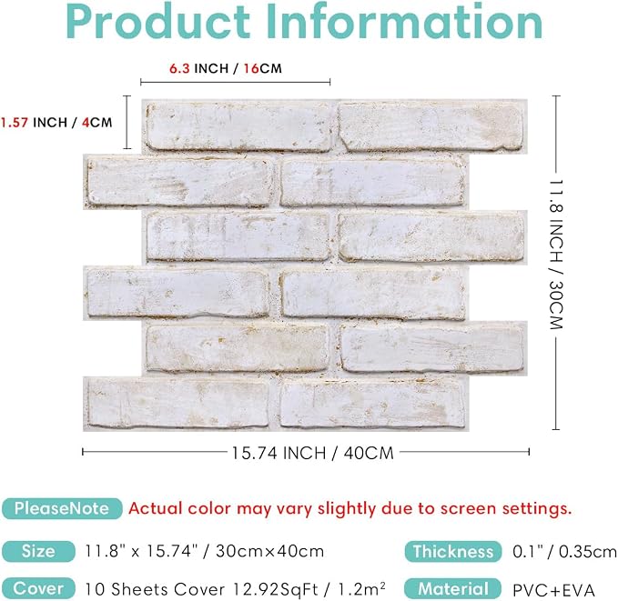 Commomy 3D Peel and Stick Brick, Ultralight Thin PVC Faux Brick Wall Panels - Image 5