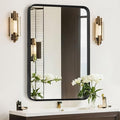 Bathroom Mirror for Wall, 30x22 Inch Rectangle Mirror, Matte Black Metal Framed by Atilioo