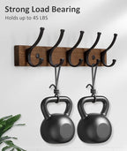 Optish Coat Rack Wall Mount, 16.5 Inches Wood Coat Hooks Wall Mount, Wall Coat - Image 2