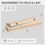 Homeforia 30 inch Wood Floating Shelves, High End Solid Natural Wood 30inch - Image 2