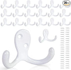 20 Pack Coat Hooks Wall Hooks for Hanging, Heavy Duty Double Prong Metal Hook by CBWLWJ