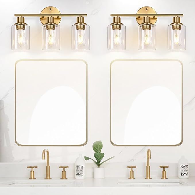 3-Light Gold Bathroom Light Fixtures, Modern Bathroom Vanity Light - Image 6