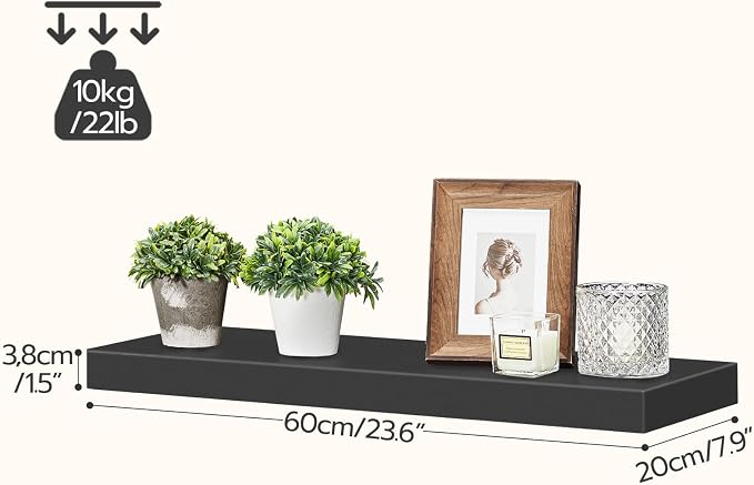 HOOBRO Floating Shelves for Wall, Wall Mounted Shelf Set of 2, 23.6" Hanging - Image 3