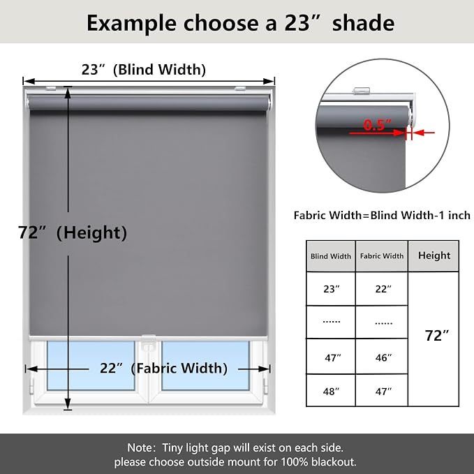 AOSKY Cordless Roller Shades Blackout Blinds - Image 5