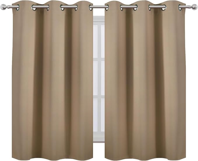LEMOMO Natural Blackout Curtains 42 x 54 Inch Length Set of 2 Panels Grommet - Image 2