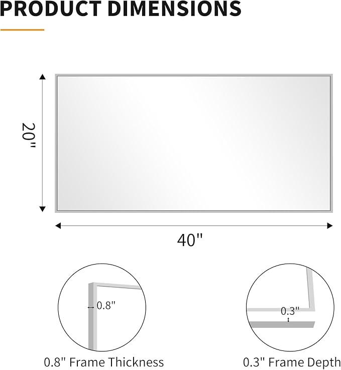 KOCUUY Silver Framed Mirror, HD Tempered Glass, Anti-Rust Frame, Modern Design - Image 10