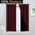 Yakamok 100% Blackout Curtains for Bedroom, Thermal Insulated 2-Layer Lined - Image 2