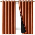 NICETOWN Burnt Orange 100% Blackout Lined Curtains, 2 Thick Layers Completely - Image 2