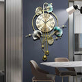 Wall Clocks for Living Room Decor, Unique 3D Metal Iron Ginkgo Leaf Wall Art by Hoernflk