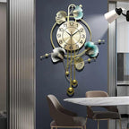 Wall Clocks for Living Room Decor, Unique 3D Metal Iron Ginkgo Leaf Wall Art by Hoernflk