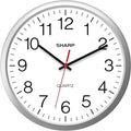 Sharp Wall Clock – Silver, Silent Non Ticking 14 Inch Quality Quartz Battery by SHARP