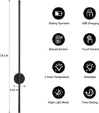 Battery Operated Modern Wall Sconces, Dimmable Wireless Wall Light Set of Two - Image 4
