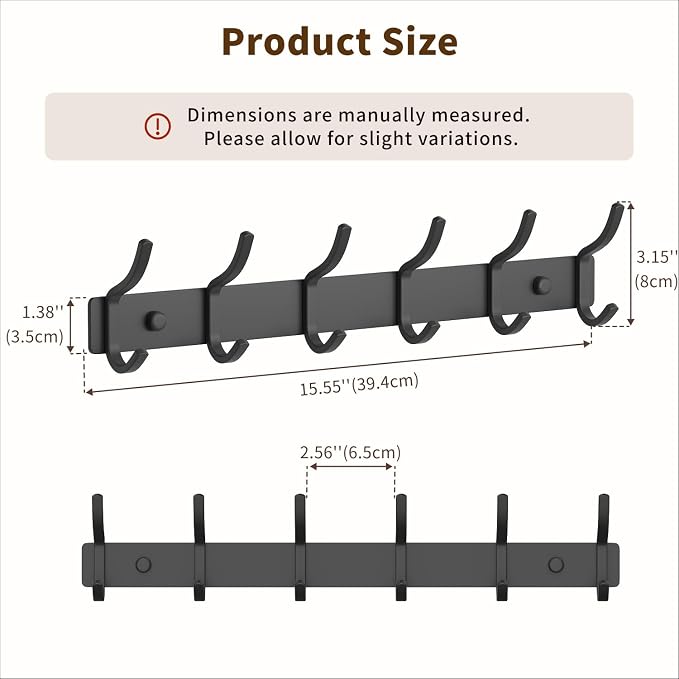 GWAAZXGZ Black Coat Rack Wall Mount - Image 6