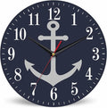 Mxocom Anchor Wall Clock Boat Anchor Marine Navigation Blue 10 Inch Silent Non by Mxocom
