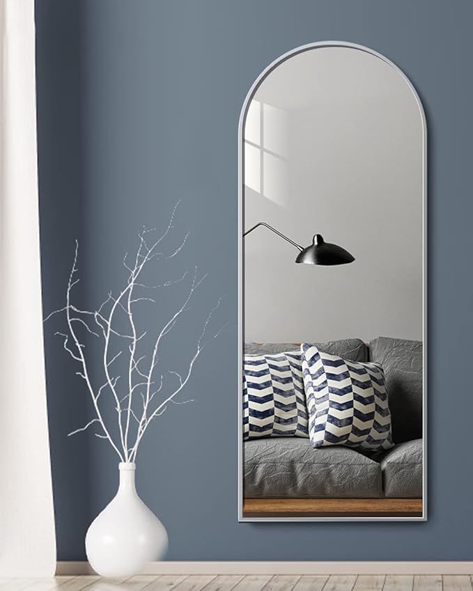 Dewfig Arched White Full Length Mirror, Full Body Mirrors - Image 4