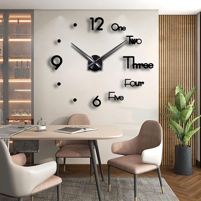 DIY 3D Wall Clock Large Frameless Watch Mirror Surface Wall Art Clock - Image 2