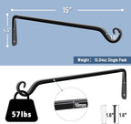 FEED GARDEN 15 Inch 2 Pack Hand-Forged Hanging Plant Bracket Heavy Duty Metal - Image 2