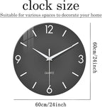 XFM Modern Wall Clock 24 Inch Large Grey Wall Clocks Battery Operated Gray - Image 6