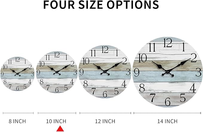 Wall Clock, 10 Inch Silent Non Ticking Wall Clocks Battery Operated, Rustic - Image 2