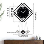 Wall Clock with Pendulum, Silent Quality Quartz Battery Operated, Modern Large - Image 4