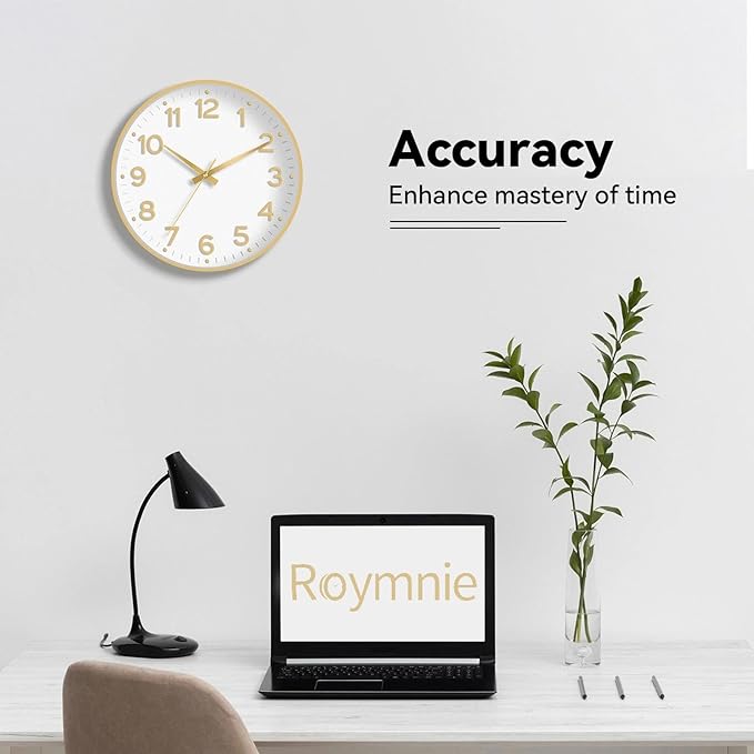 Roymnie Wall Clock 12 Inch Silent Wall Clocks Battery Operated-Modern Non - Image 7