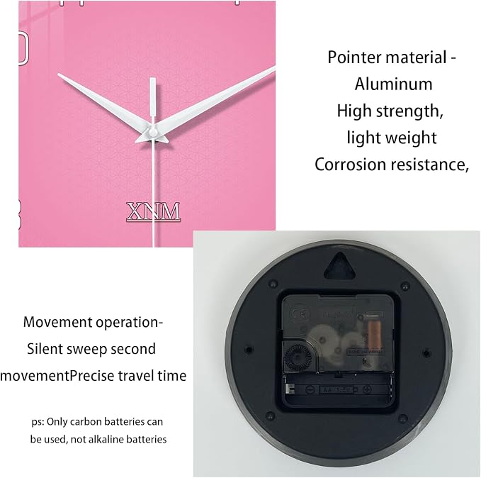 XNM Minimalist Bedroom Clock for Teen Girls Pink Analog Clock Battery Operated - Image 7