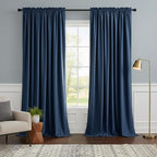 NICETOWN Blue Velvet Curtains 108 inches Long, Room Darkening Luxury Silky by NICETOWN