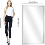 60x36 Inch Brushed Silver Bathroom Mirror, Large Rectangular Mirror - Image 8