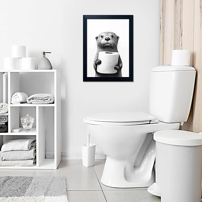Black and White Bathroom Wall Art, Funny Bathroom Wall Decor, Toilet Paper in - Image 6