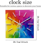 Square Glass Wall Clock Silent Analog Wall Clocks Battery Operated 12 Inch - Image 5