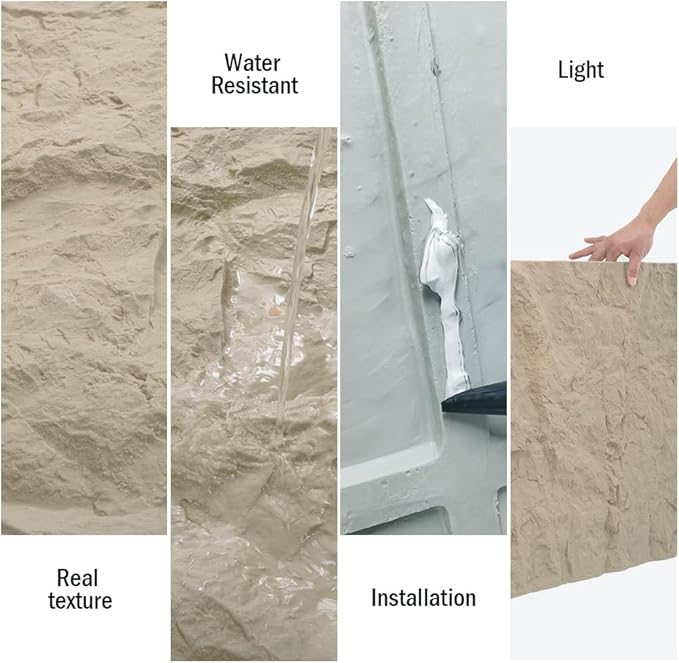 4-Pack 3D PU Stone Wall Panels for Interior Decor | Faux Stone Accent Tiles - Image 5
