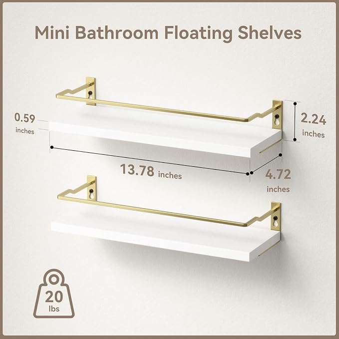RICHER HOUSE Bathroom Shelves, Small Floating Wall Shelf - Image 3