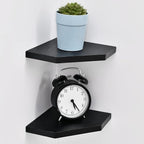 WELLAND 7-Inch Black Floating Corner Shelves Set of 2, Wall Mounted Storage - Image 6