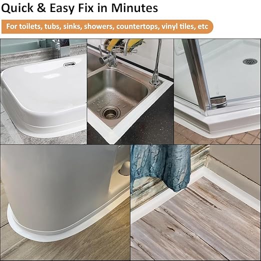 White Caulk Tape Self Adhesive Waterproof, Bathroom Peel & Stick Caulking Strip - Image 3