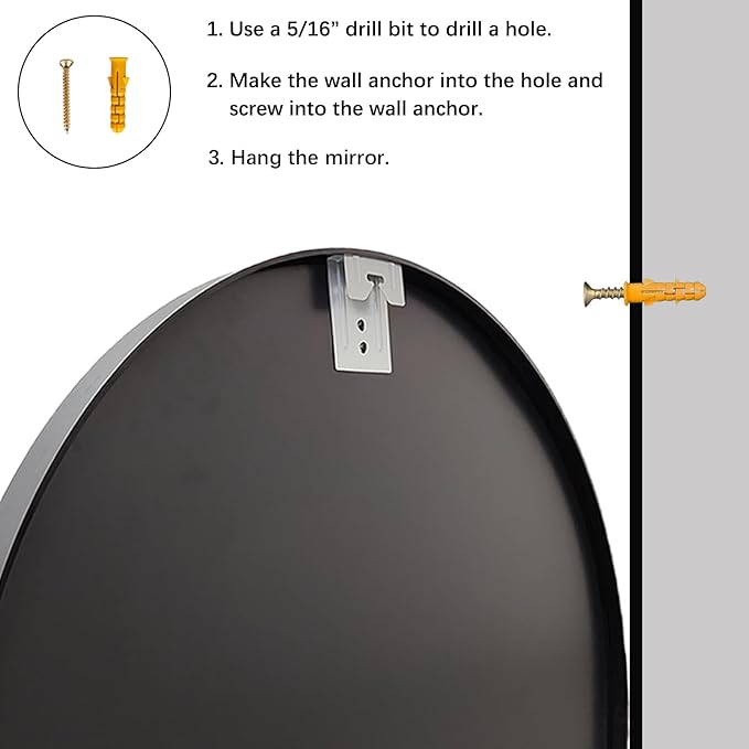 Sunniry Round Mirror 22 inch, Round Wall Mirrors Matte Metal Frame, Circle - Image 7