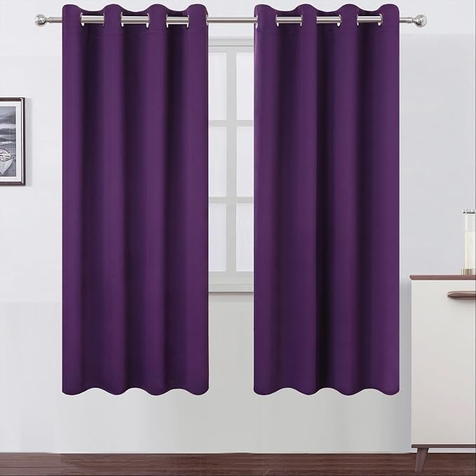LEMOMO Blackout Curtains 66 x 72 Inch Long Purple Curtains Set of 2 Panels Room by Lemomo