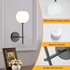 Black Battery Operated Wall Sconces Set of 2, Rechargeable Wireless Wall Lights - Image 8