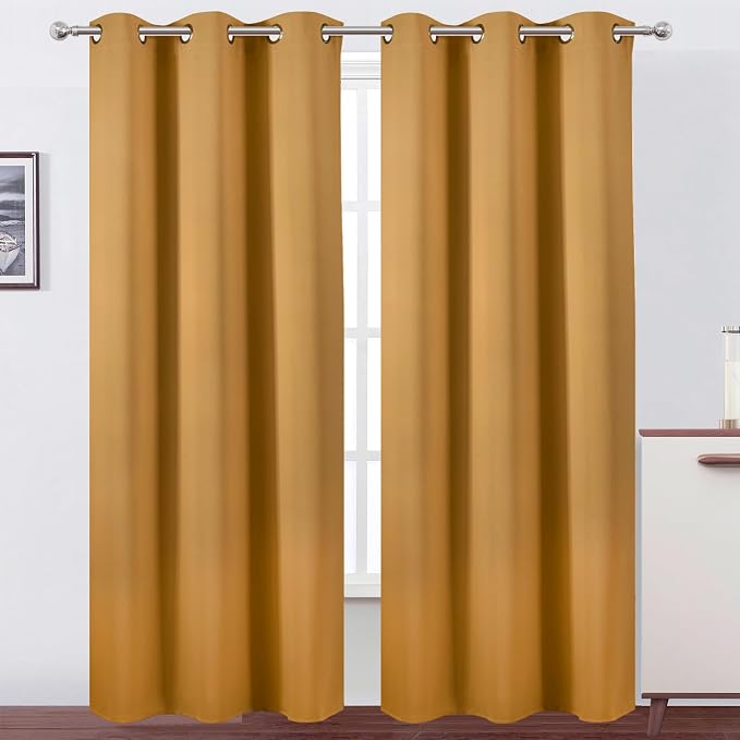 LEMOMO Mustard Yellow Thermal Blackout Curtains/38 x 84 Inch/Set of 2 Panels by Lemomo
