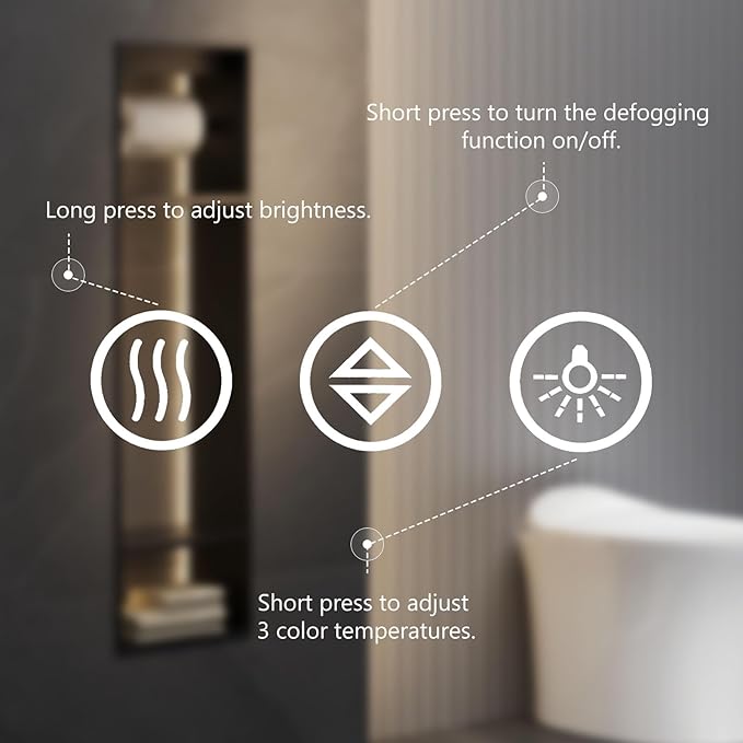 Sweetcrispy 28"x36" Smart Anti-Fog LED Bathroom Mirror - Image 3
