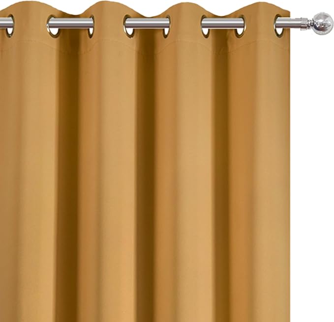 LEMOMO Blackout Curtains 52 x 84 inches Long Mustard Yellow Curtains Set of 2 - Image 6