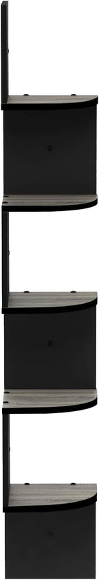 Furinno Rossi Wall Mount Floating Corner Shelf, 5-Tier Radial, French Oak - Image 7