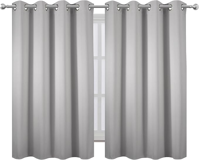 LEMOMO Light Grey Blackout Curtains 52 x 54 Inch Length/Set of 2 Curtain - Image 2