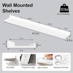 White Floating Shelves for Wall Decor, Long Wall Mounted Storage Shelf for - Image 3